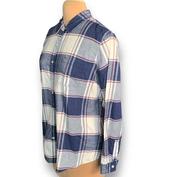 Weatherproof Vintage Plaid Flannel Comfort Stretch Navy Button-Down Shirt XL - Picture 2 of 13